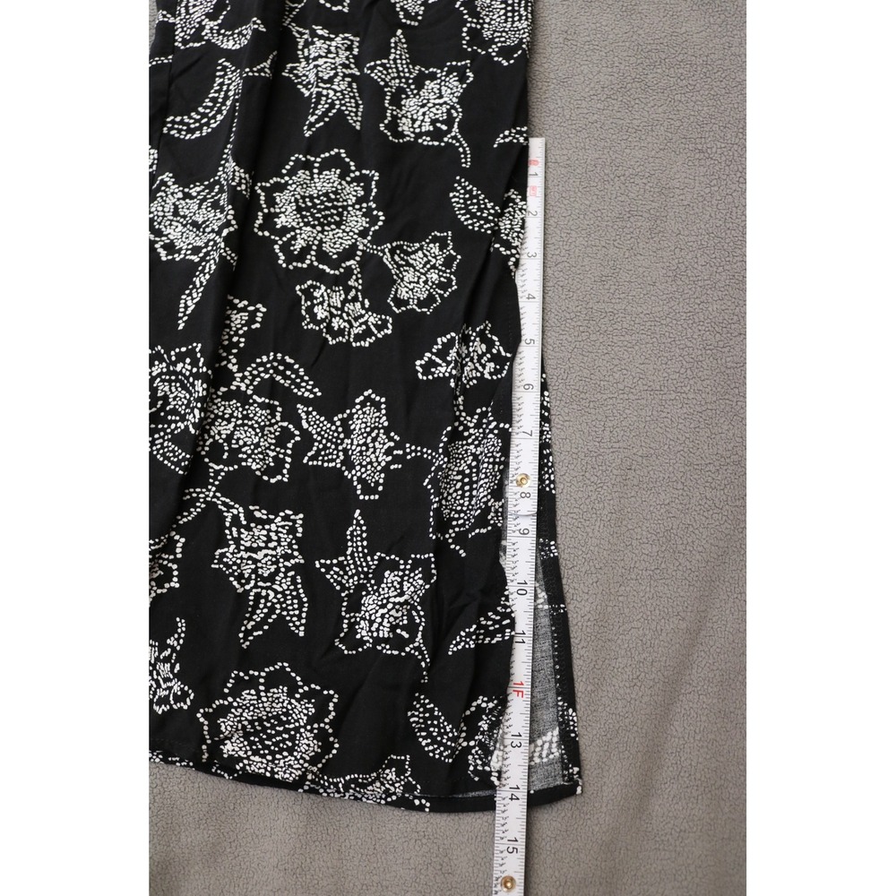 WALLFLOWER Floral Maxi Dress Women Size L Black White Lace Trim Front Slit Boho - Picture 12 of 13